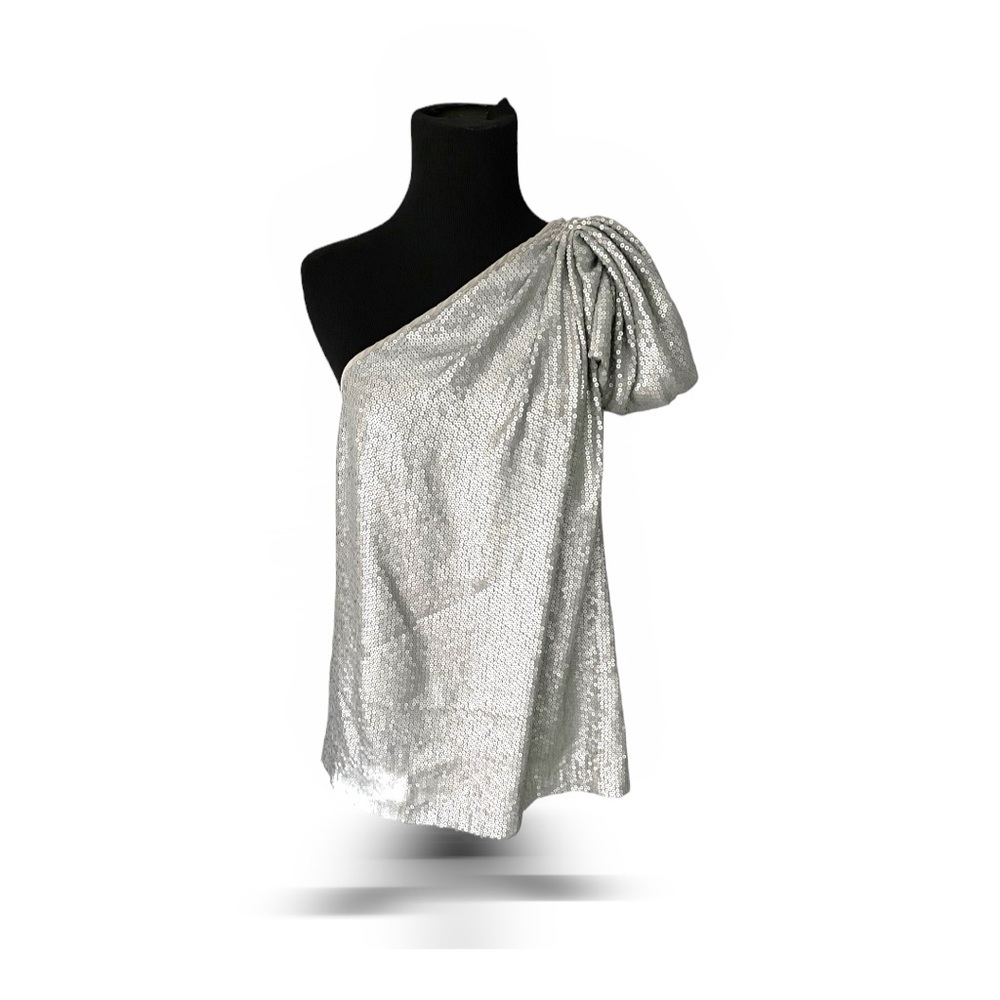 NWT The Limited one shoulder silver sequin top